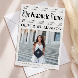 Custom Graduate Photo Collage Newspaper Graduation Announcement