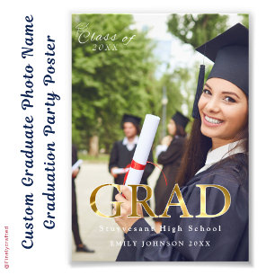 Custom Graduate Photo Name Graduation Party Poster