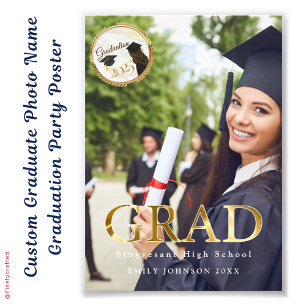Custom Graduate Photo Name Graduation Party Poster