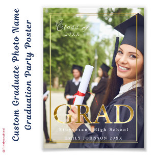 Custom Graduate Photo Name Graduation Party Poster
