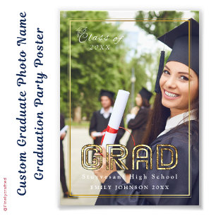 Custom Graduate Photo Name Graduation Party Poster
