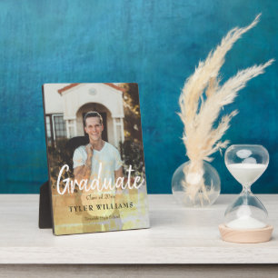 Custom Graduate Photo Script Golden Overlay Plaque