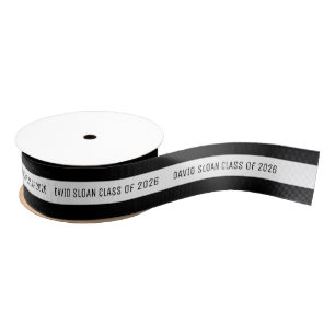 Custom Graduate Ribbon   Black White Grosgrain Ribbon