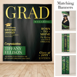 Custom Graduation Banner, Grad Magazine Cover Tapestry