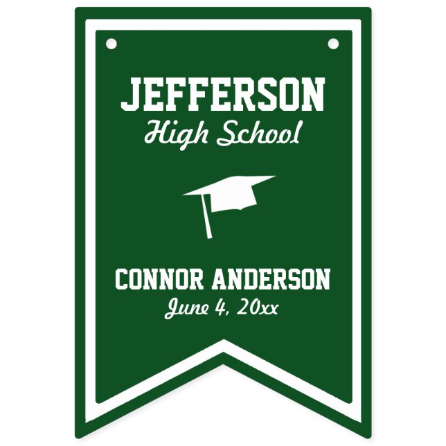 Custom Graduation Bunting | School, Grad Name Date (First Flag)