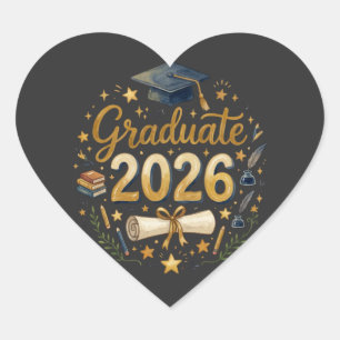 Custom Graduation Class of 2026 Personalised Famil Heart Sticker