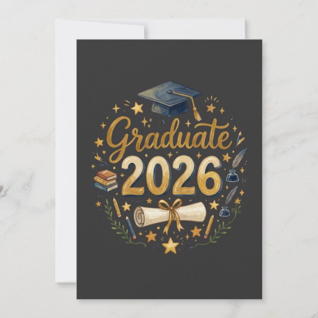 Custom Graduation Class of 2026 Personalised Famil Invitation (Front)