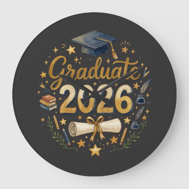 Custom Graduation Class of 2026 Personalised Famil Large Clock (Front)