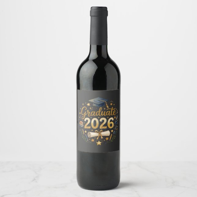 Custom Graduation Class of 2026 Personalised Famil Wine Label (Front)