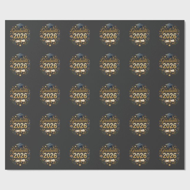 Custom Graduation Class of 2026 Personalised Famil Wrapping Paper (Flat)