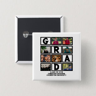 Custom Graduation Class Of Year 8 Photo Collage 15 Cm Square Badge