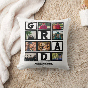 Custom Graduation Class Of Year 8 Photo Collage Cushion