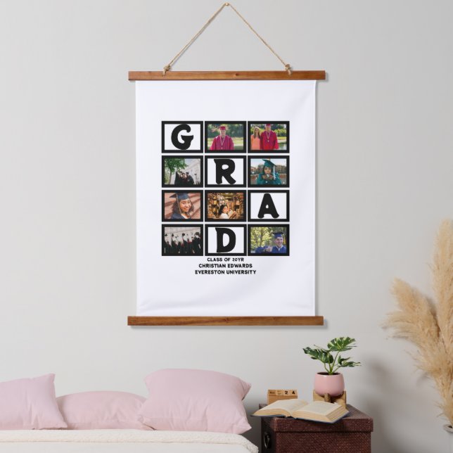 Custom Graduation Class Of Year 8 Photo Collage  Hanging Tapestry (Bedroom)