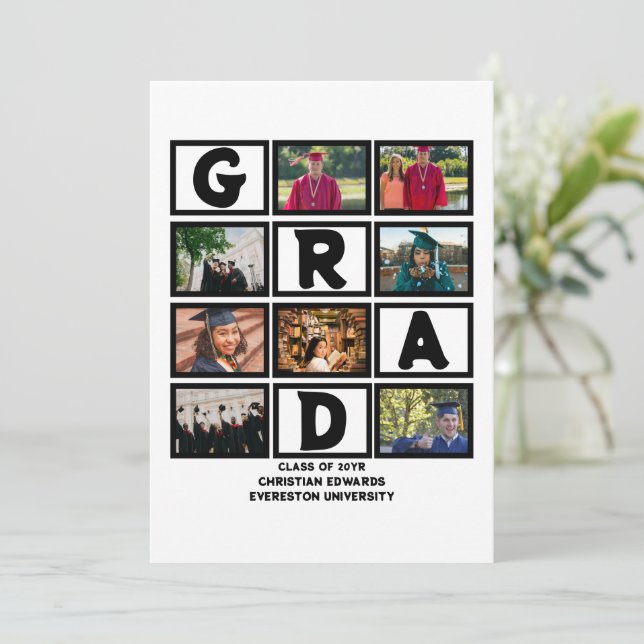 Custom Graduation Class Of Year 8 Photo Collage  Holiday Card (Standing Front)