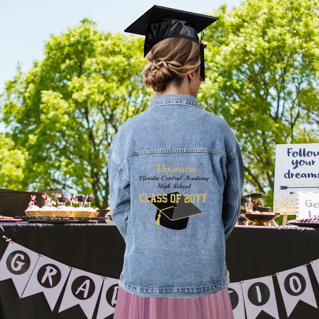 Custom Graduation Class year Name School Denim Jacket (Creator Uploaded)