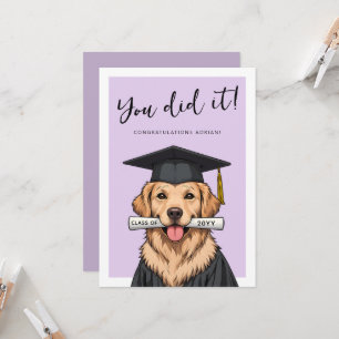 Custom Graduation Cute Golden Retriever Card