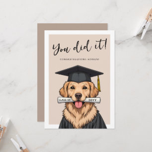 Custom Graduation Cute Golden Retriever Card
