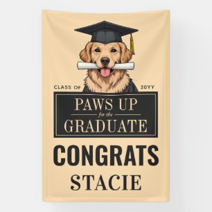 Custom Graduation Cute Golden Retriever Dog Banner