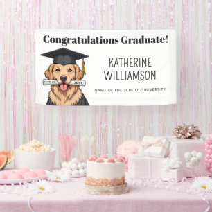 Custom Graduation Cute Golden Retriever Dog Banner