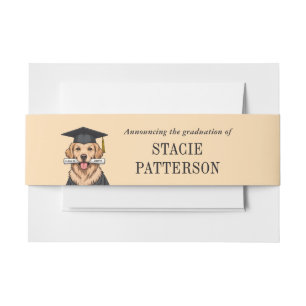 Custom Graduation Cute Golden Retriever Dog Invitation Belly Band