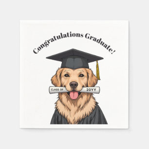 Custom Graduation Cute Golden Retriever Dog Napkin