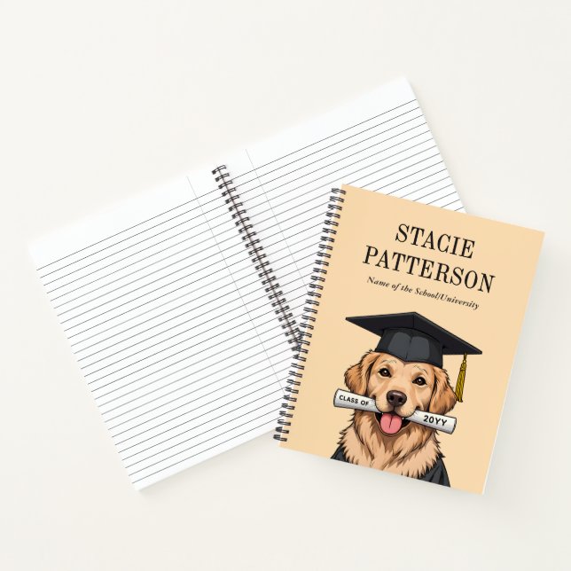 Custom Graduation Cute Golden Retriever Dog Notebook (Inside)