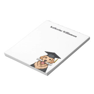 Custom Graduation Cute Golden Retriever Dog Notepad