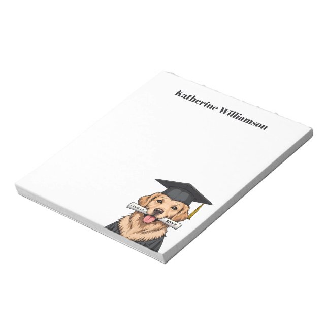 Custom Graduation Cute Golden Retriever Dog Notepad (Rotated)