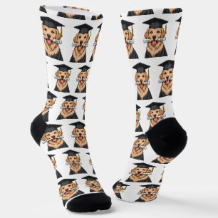 Custom Graduation Cute Golden Retriever Dog Socks