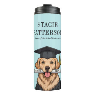 Custom Graduation Cute Golden Retriever Dog Thermal Tumbler