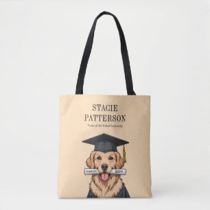 Custom Graduation Cute Golden Retriever Dog Tote Bag