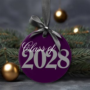 Custom Graduation Eggplant Grey Grad Keepsake Ceramic Tree Decoration