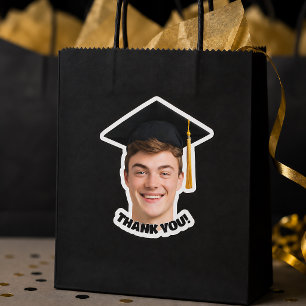 Custom Graduation Face Photo Thank You Sticker