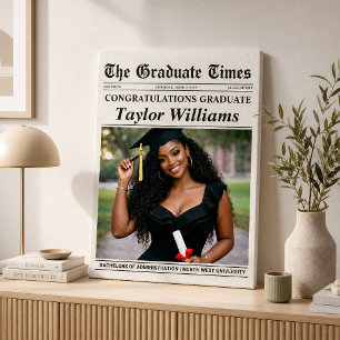 Custom Graduation Gift, Graduation Newspaper Photo Canvas Print