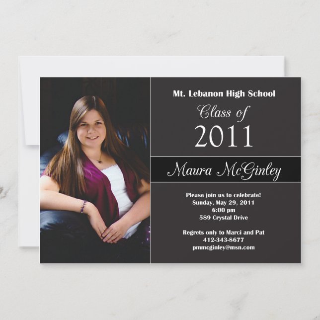 Custom Graduation Invitation - Black (Front)