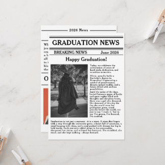 Custom Graduation Newspaper Academic Major Edition Invitation