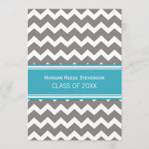 Custom Graduation Party Invitation Blue Chevron