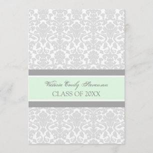 Custom Graduation Party Invitation Card Mint Grey