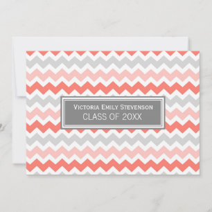 Custom Graduation Party Invitation Coral Chevron