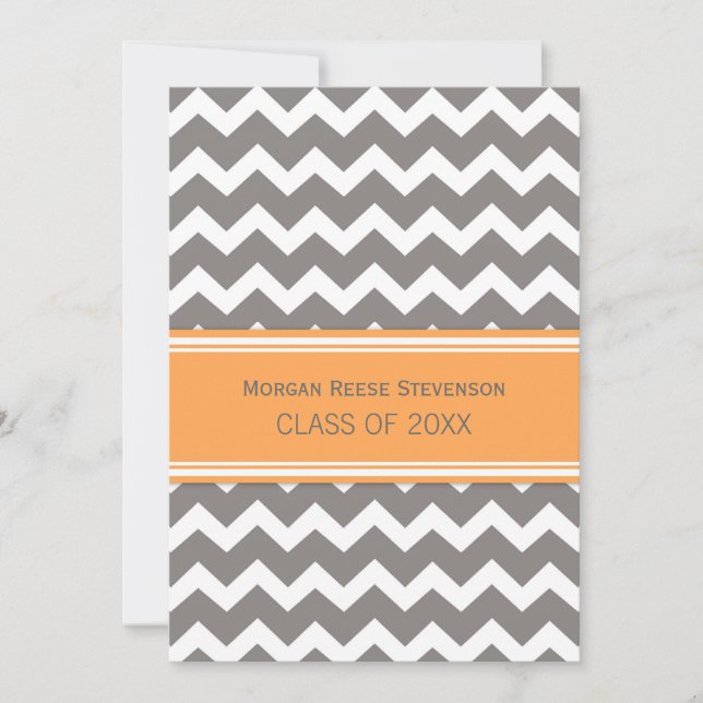Custom Graduation Party Invitation Orange Chevron (Front)