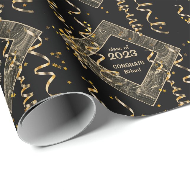 Custom Graduation Pattern Wrapping Paper Gift Wrap (Roll Corner)
