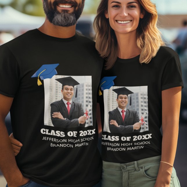 Custom Graduation Photo 2025 Graduate Proud Parent T-Shirt (Creator Uploaded)