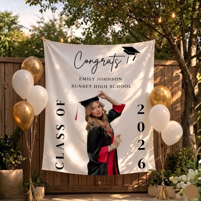 Custom Graduation Photo Backdrop Banner Class  Tapestry (Creator Uploaded)