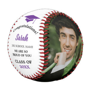 Custom Graduation Photo Class Of 2025 Purple Baseball