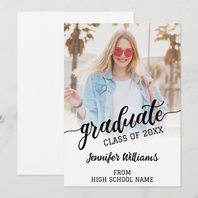 Custom Graduation Photo Grad Graduate Announcement (Front/Back)