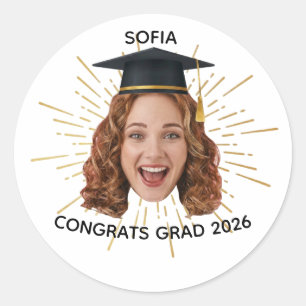 Custom Graduation Photo Personalised Congrats Grad Classic Round Sticker