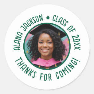 Custom Graduation Photo Thank You Favour Classic Round Sticker