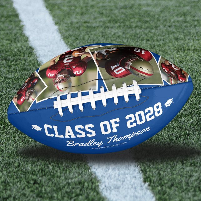 Custom Graduation Senior Photo Blue Football (Creator Uploaded)