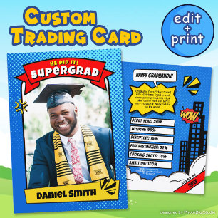 Custom Graduation Trading Card, Graduation Comic Calling Card