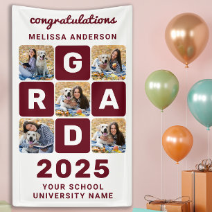 Custom Graduation Trendy Modern Photo Collage Banner